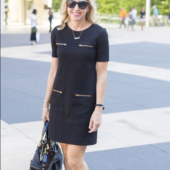 J. Crew Dresses & Skirts - J. Crew Black Ponte Dress Gold Exposed Zippers 4